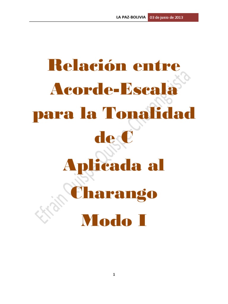 Escalas Y Acordes Para Charango En Tonalidad De Do Mayor Pdf
