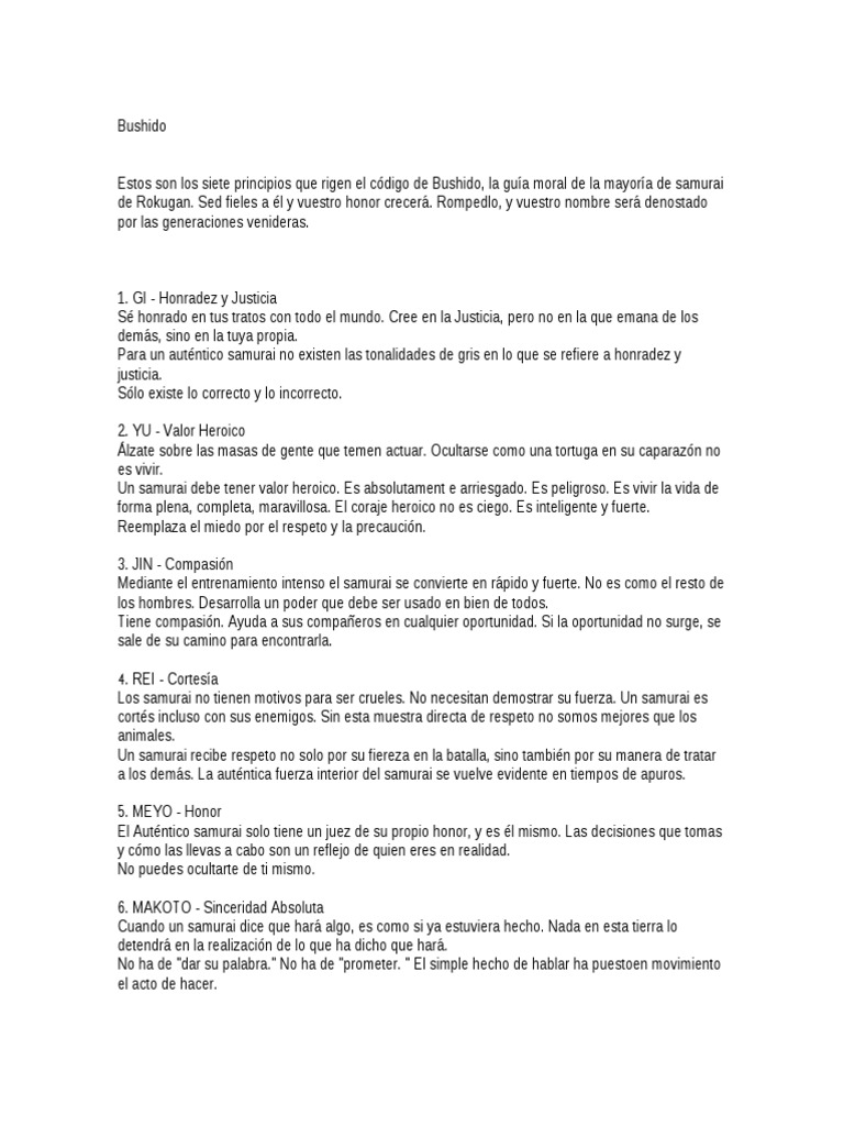 Bushido - Codigo Samurai | PDF | Bushido | Conflicto armado