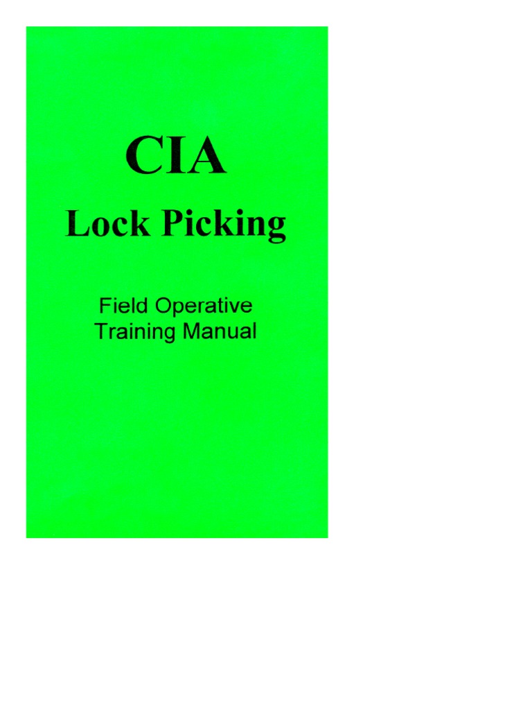 7207 CIA Lock Picking Field Operative Training Manual | PDF | Espionage ...