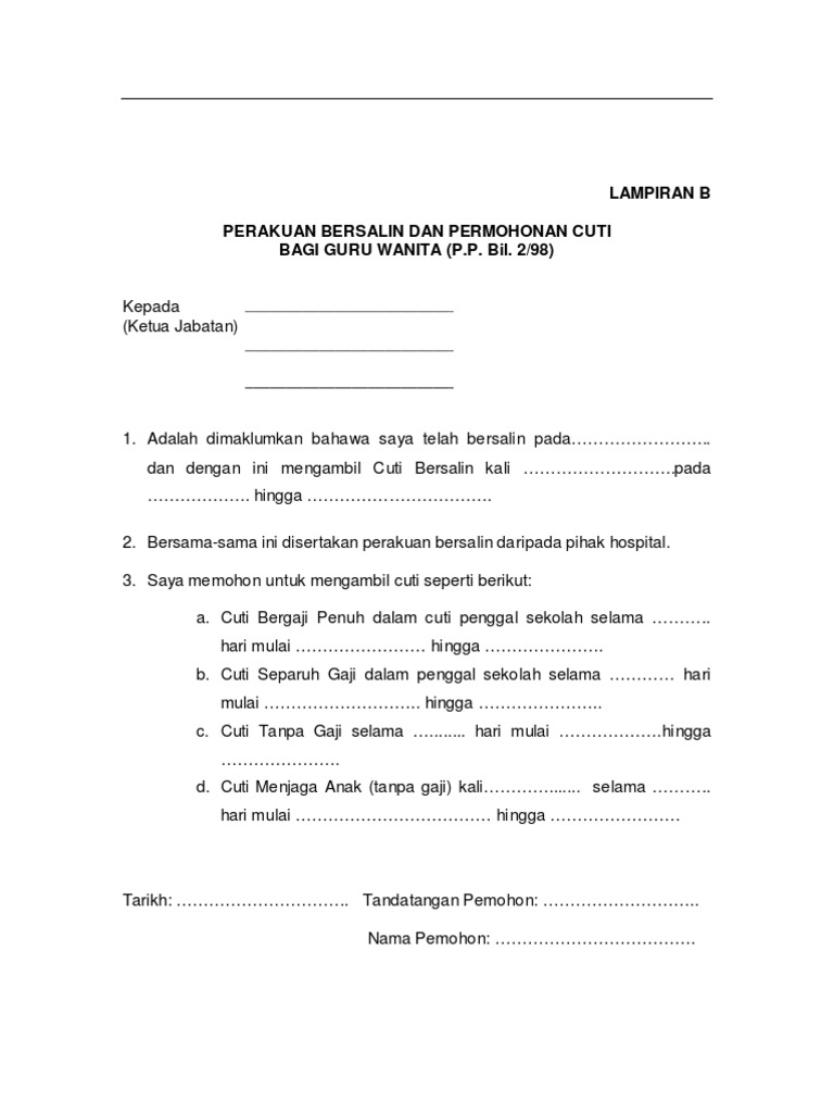Borang Cuti Bersalin Pdf