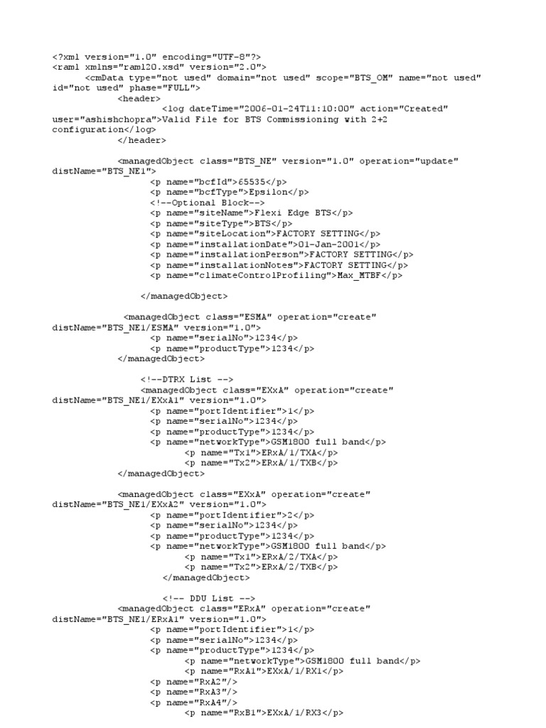 BTS Commissioning Configuration Data | PDF | Data Serialization Formats ...