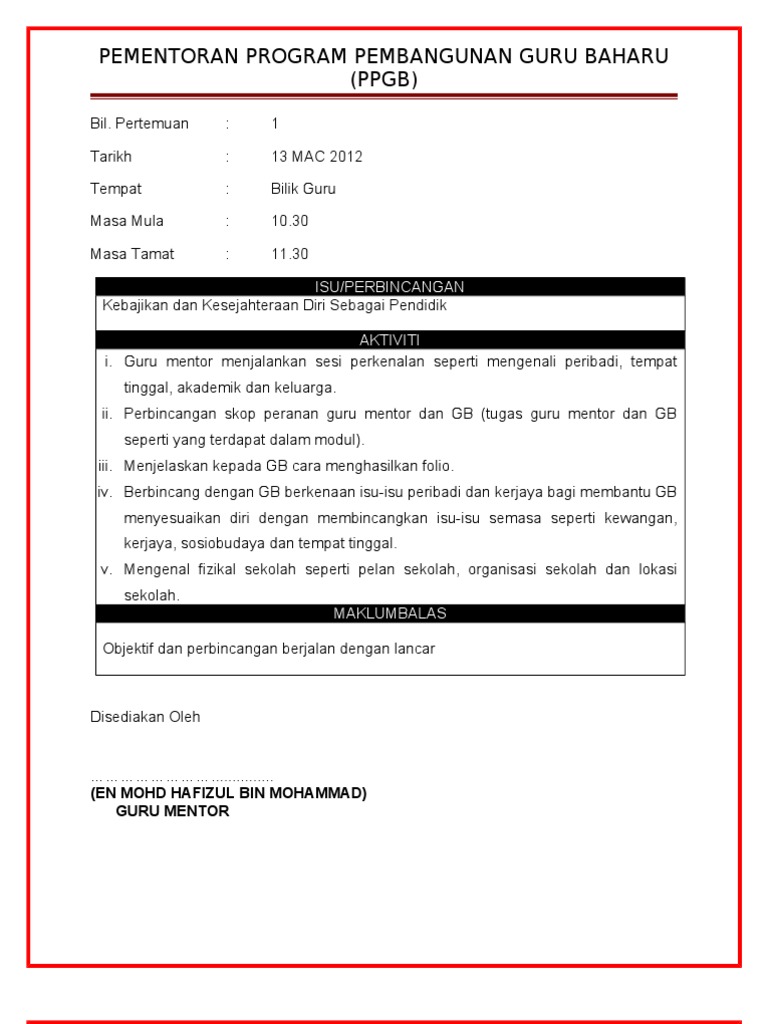 Laporan Pementoran PPGB | PDF