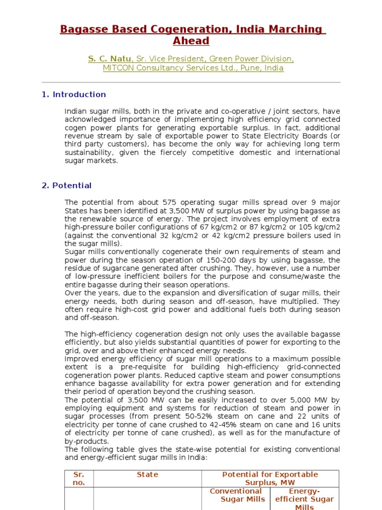 Bagasse Cogeneration in Indian Sugar Mills | PDF | Clean Development ...