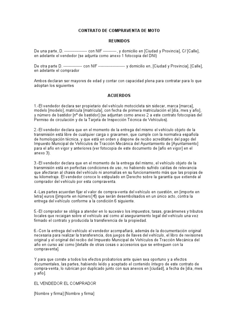 Contrato de Compraventa Moto | PDF | Gobierno | Business