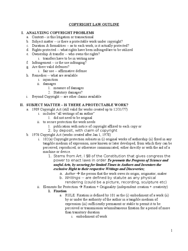 Copyright law outline 2020 picture