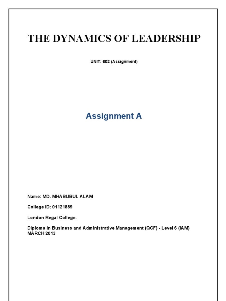 The Dynamics of Leadership PDF Leadership Motivation