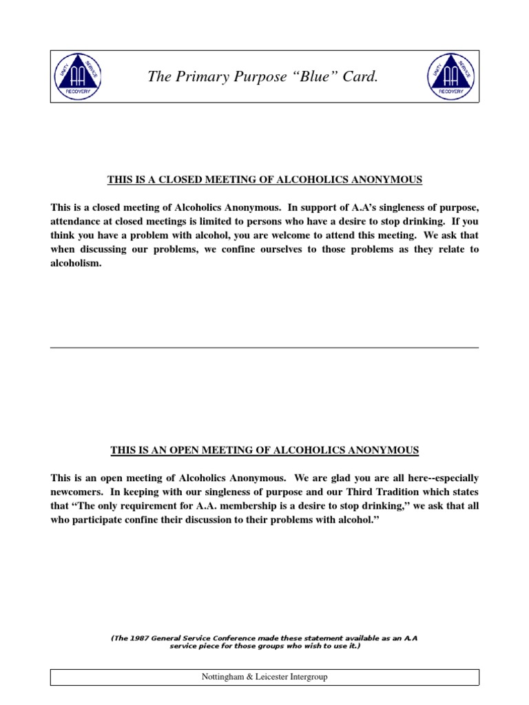 AA Meeting Statement Guidelines | PDF