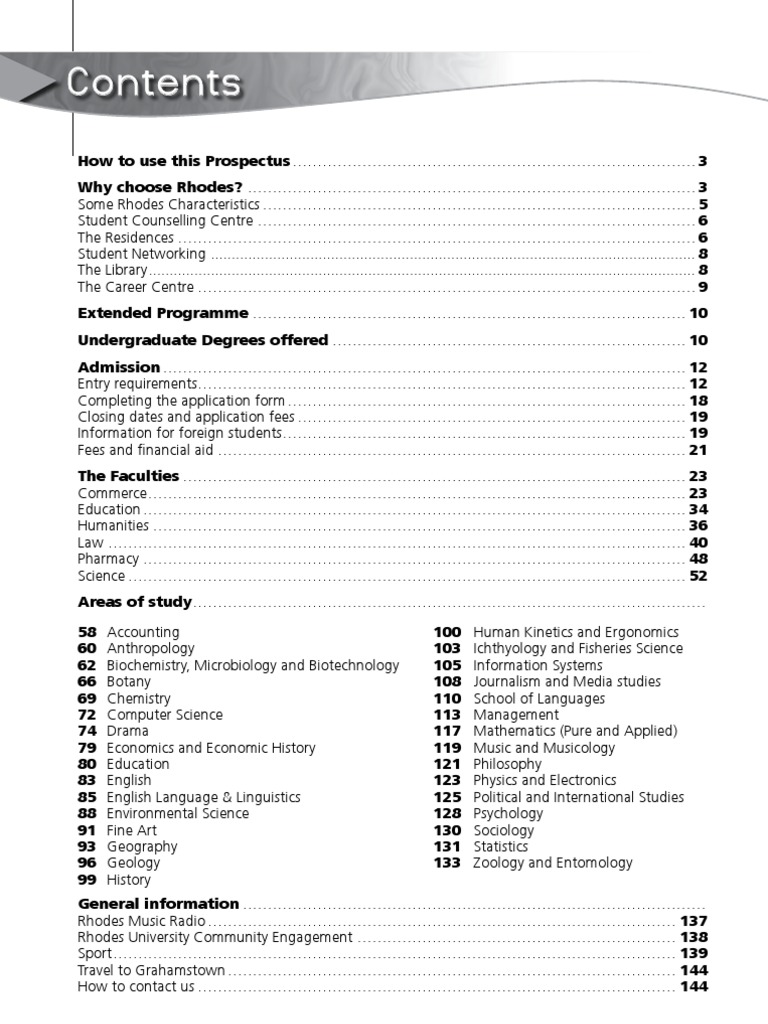 2014 Handbook Rhodes | Academic Degree | University And College Admission