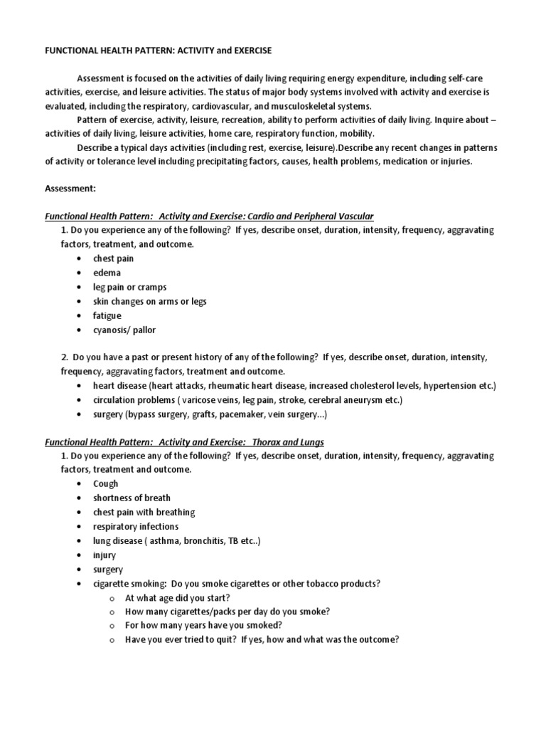 Activity Exercise Pattern | PDF | Physical Exercise | Thorax