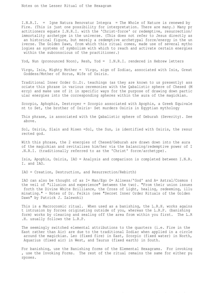Lesser Ritual of the Hexagram Notes | PDF | Osiris | Isis