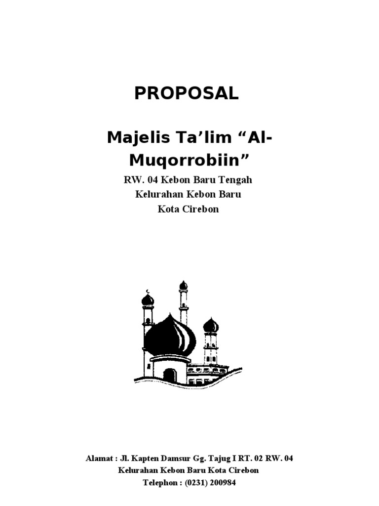 Contoh Proposal Permohonan Bantuan Dana Masjid