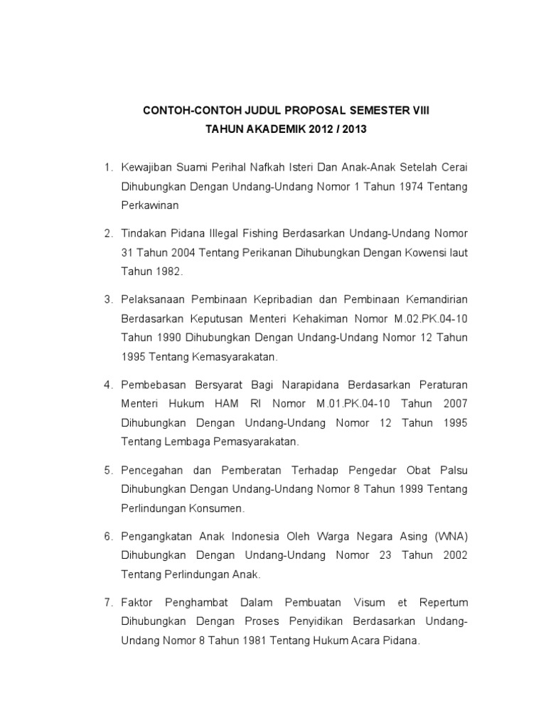 Contoh contoh Judul Proposal Contoh contoh Judul Proposal