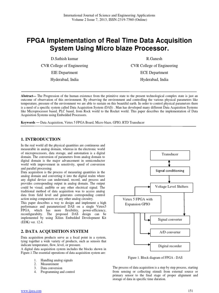 FPGA Implementation of Real Time Data Acquisition System Using Micro ...