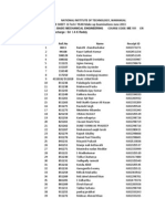 NIT Warangal Grade Sheet for Basic Mechanical Engineering