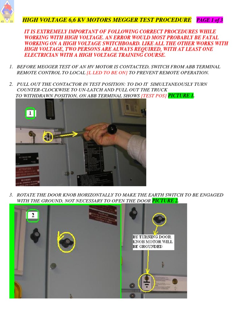 2d Hv Motors Megger Test Procedure 3 High Voltage Switch
