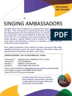 Lancashire Music Hub  Seeking Singing Ambassadors