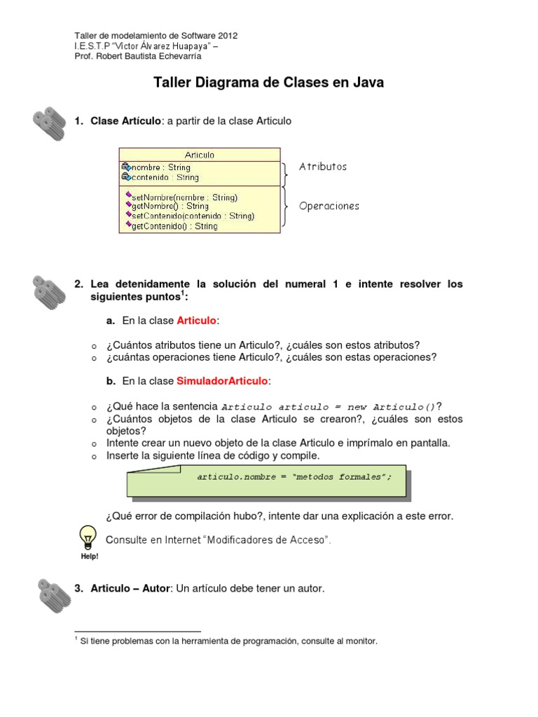 Taller Java: Clases y Diagrama UML | PDF | Java (lenguaje de ...