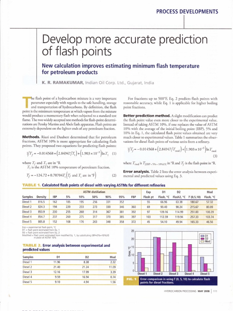 Develop More Accurate Prediction of Flash Points | PDF | Chemical ...
