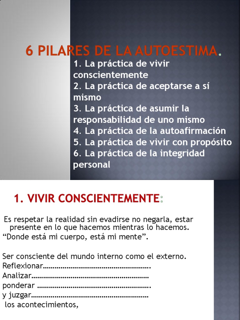 6 Pilares de La Autoestima | PDF | Autoestima | Toma de decisiones