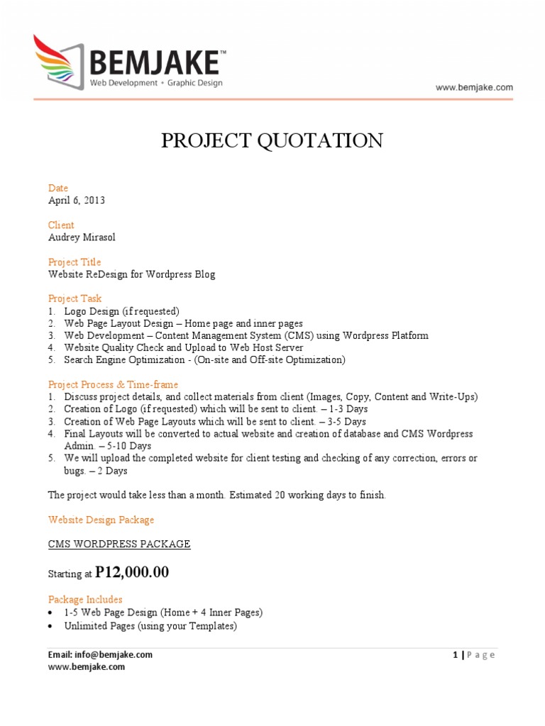 Website proposal cost image