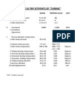 Set Values of Turbine