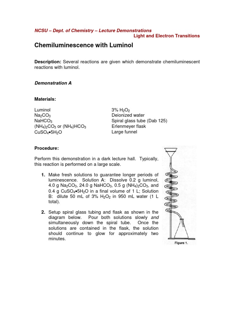 Luminol Based Experiments | PDF | Hydrogen Peroxide | Ion