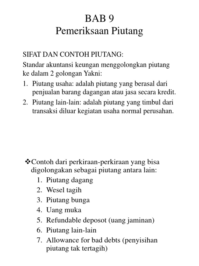 Bab 9 Pemeriksaan Piutang Pdf