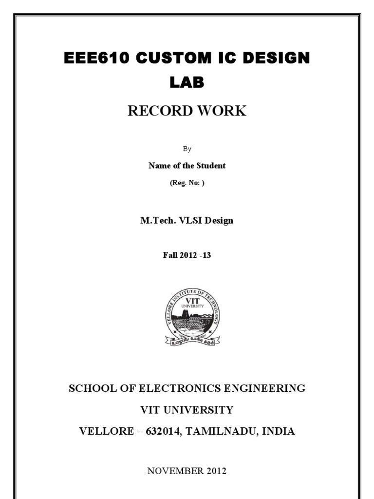 EEE610 Custom IC Design Lab Record | PDF