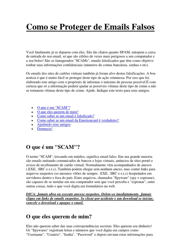 Como Se Proteger De Emails Falsos Download Grátis Pdf E Mail