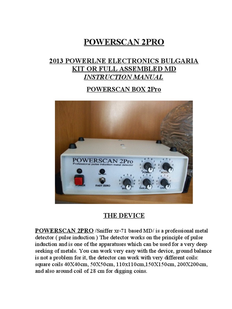 Powerscan 2Pro Metal Detector Manual | PDF | Battery (Electricity ...