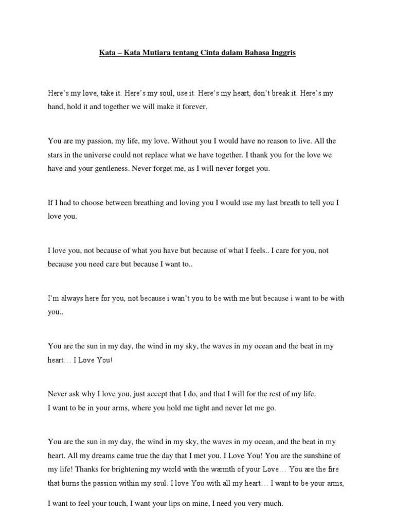 Kata Kata Mutiara Tentang Cinta Dalam Bahasa Inggris Nature