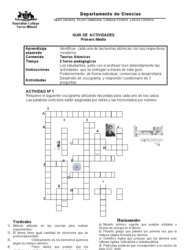 Crucigrama El Atomo (Guia de Quimica)