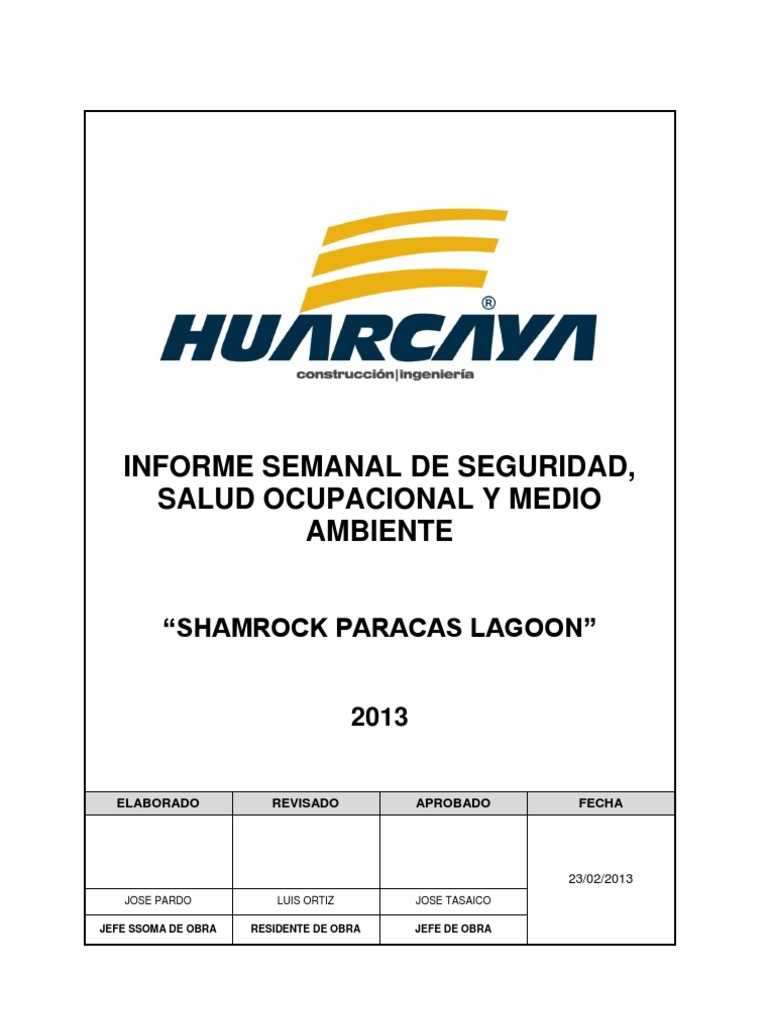 Informe Semanal de Seguridad y Salud | PDF