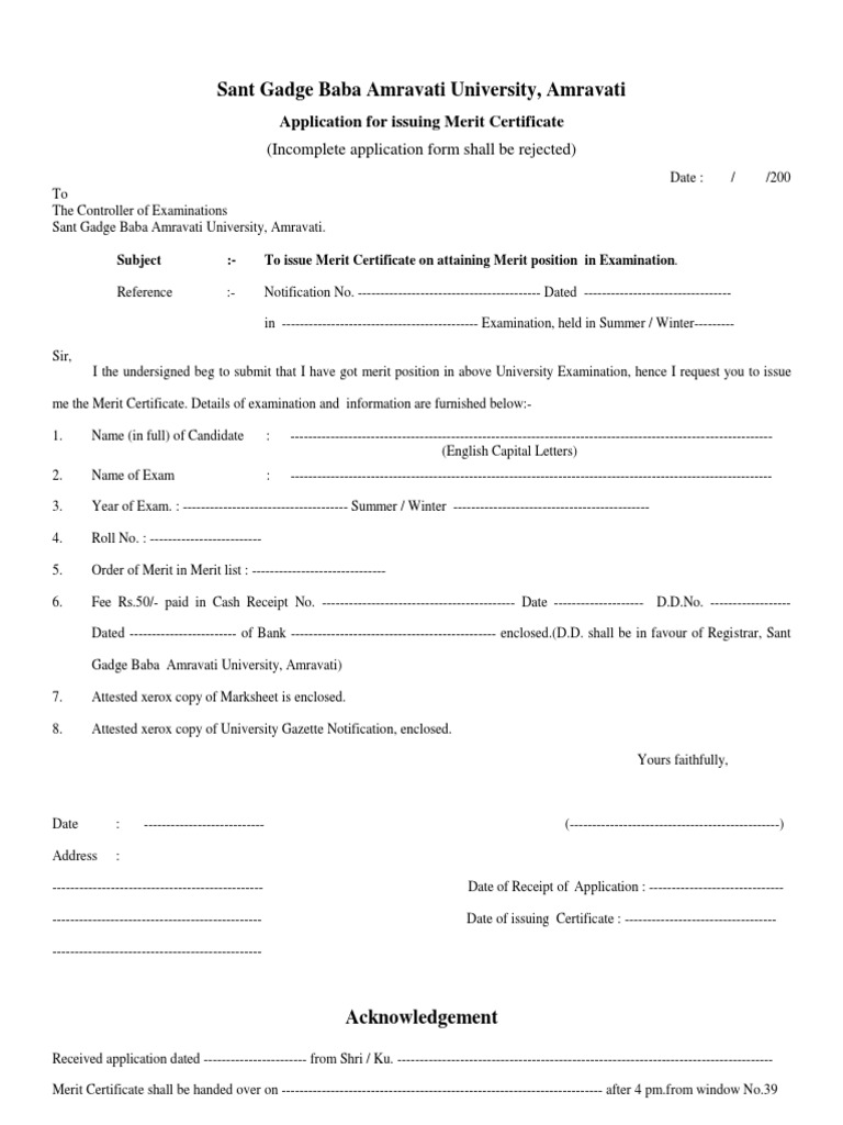 Sant Gadge Baba Amravati University, Amravati: (Incomplete Application ...