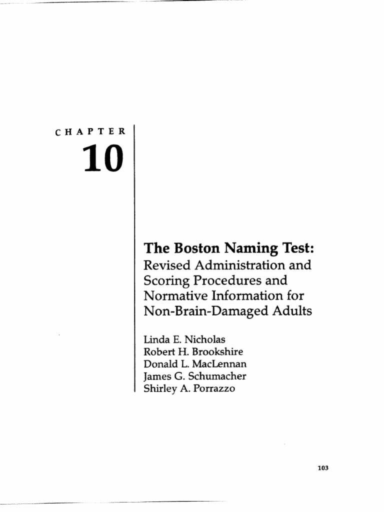Boston Naming Test PDF