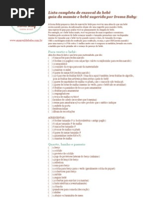 Lista Enxoval Bebe Completo Pdf Roupas