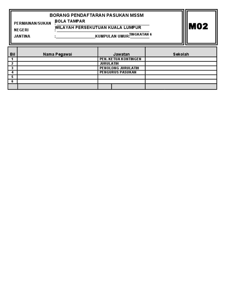 Borang Pendaftaran M02 | PDF