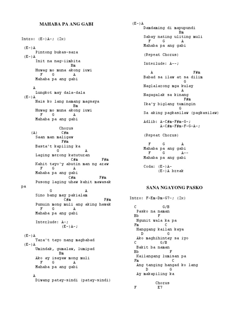 Lyrics of Songs