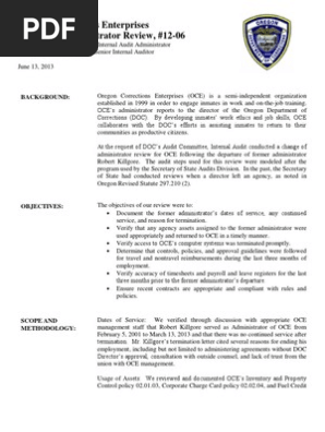 OCE's change of administrator review
