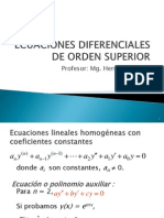 Ecuaciones Diferenciales Orden Superior Coeficientes Indeterminados