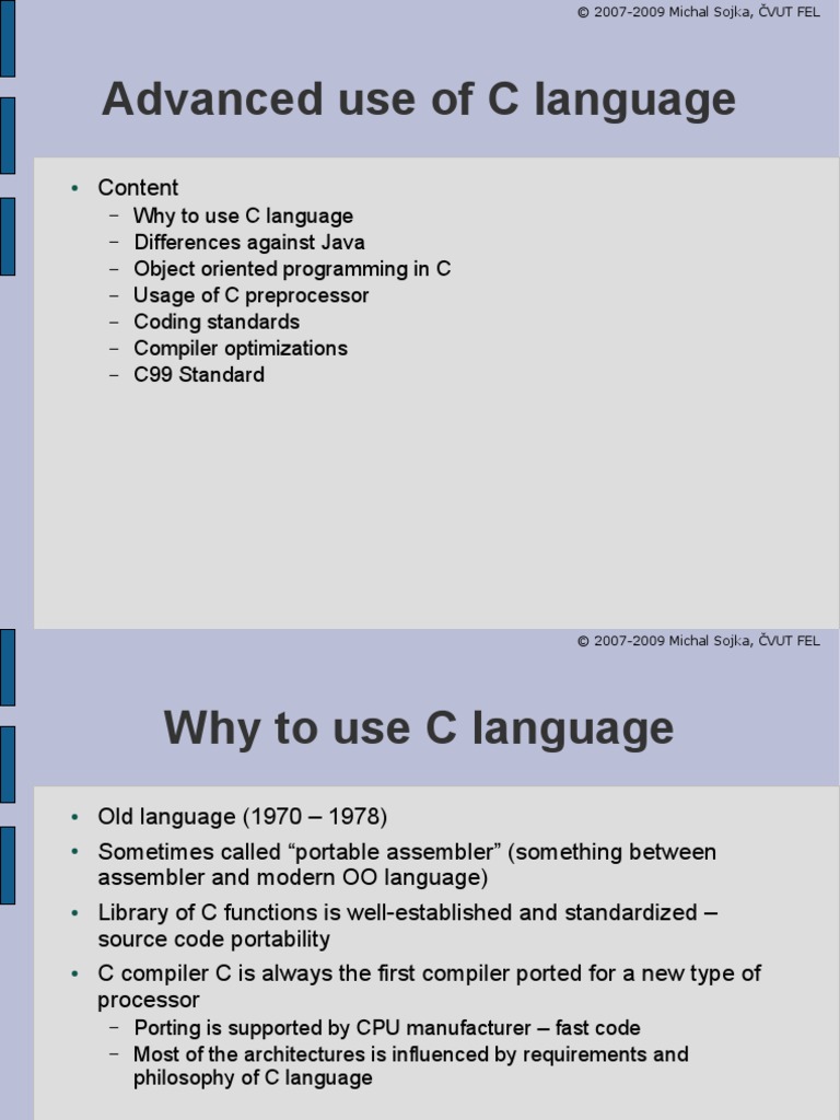 Advanced Use of C Language: Content | PDF | C (Programming Language ...