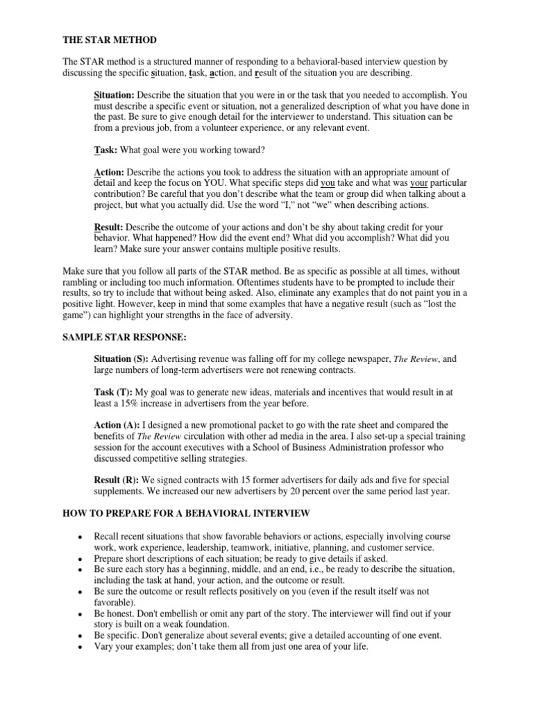 Mastering the STAR Interview Method | PDF | Business | Self-Improvement