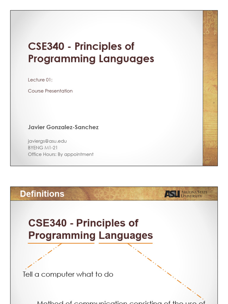 Principles of Programming Languages ASU 2014 Parsing Compiler