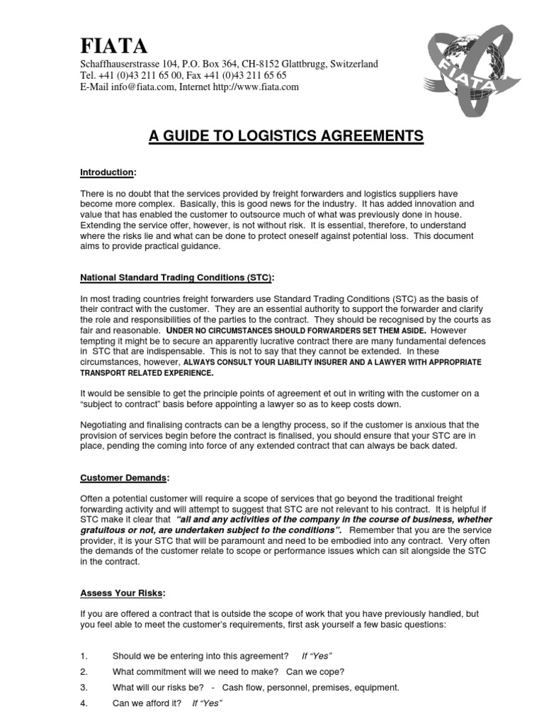 A Guide To Logistics Agreements 04 | PDF