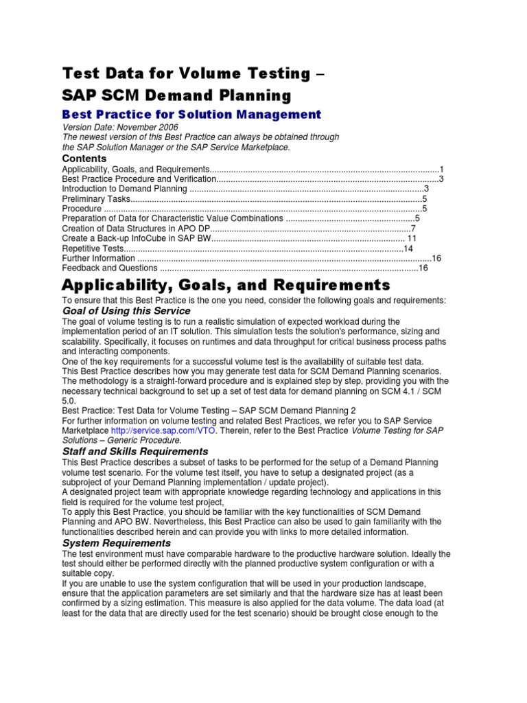 Test Data for SAP SCM Volume Testing | PDF | Supply Chain Management ...