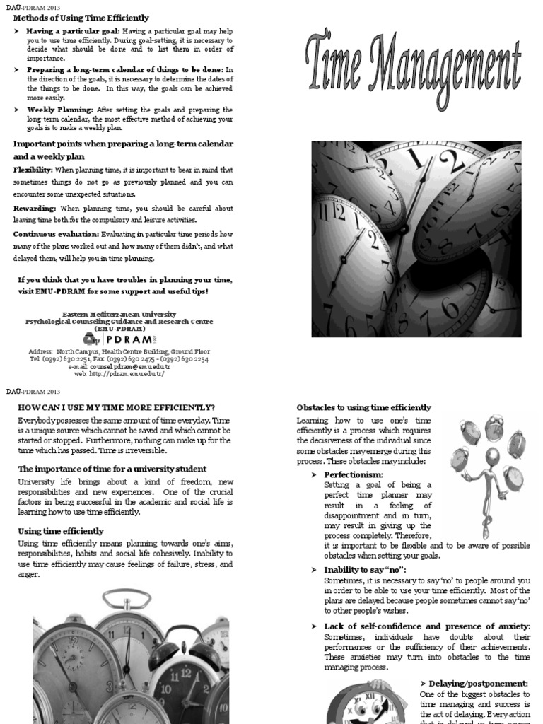 Methods of Using Time Efficiently | PDF | Goal | Anxiety