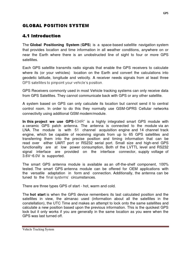 GPS Vehicle Tracking System Overview | PDF | Global Positioning System ...