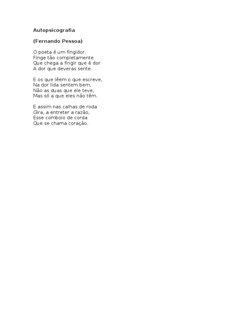 Autopsicografia de Fernando Pessoa | PDF