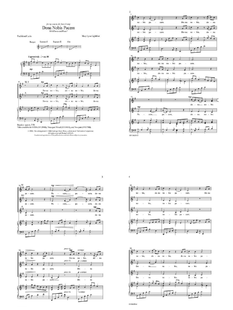 65394514 Dona Nobis Pacem Mary Lynn Lightfoot Sheet Music 65394514 Dona Nobis Pacem Mary Lynn Lightfoot Sheet Music