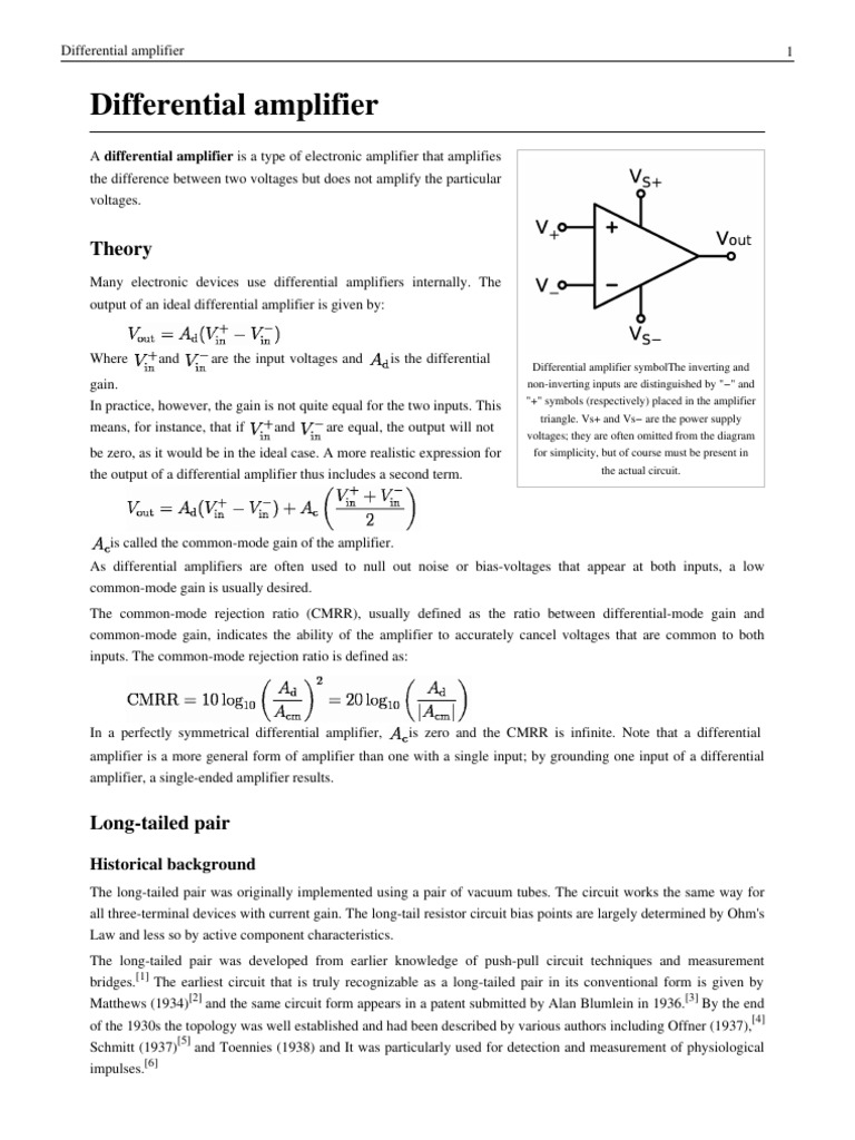 Differential Amplifier PDF Operational Amplifier Amplifier